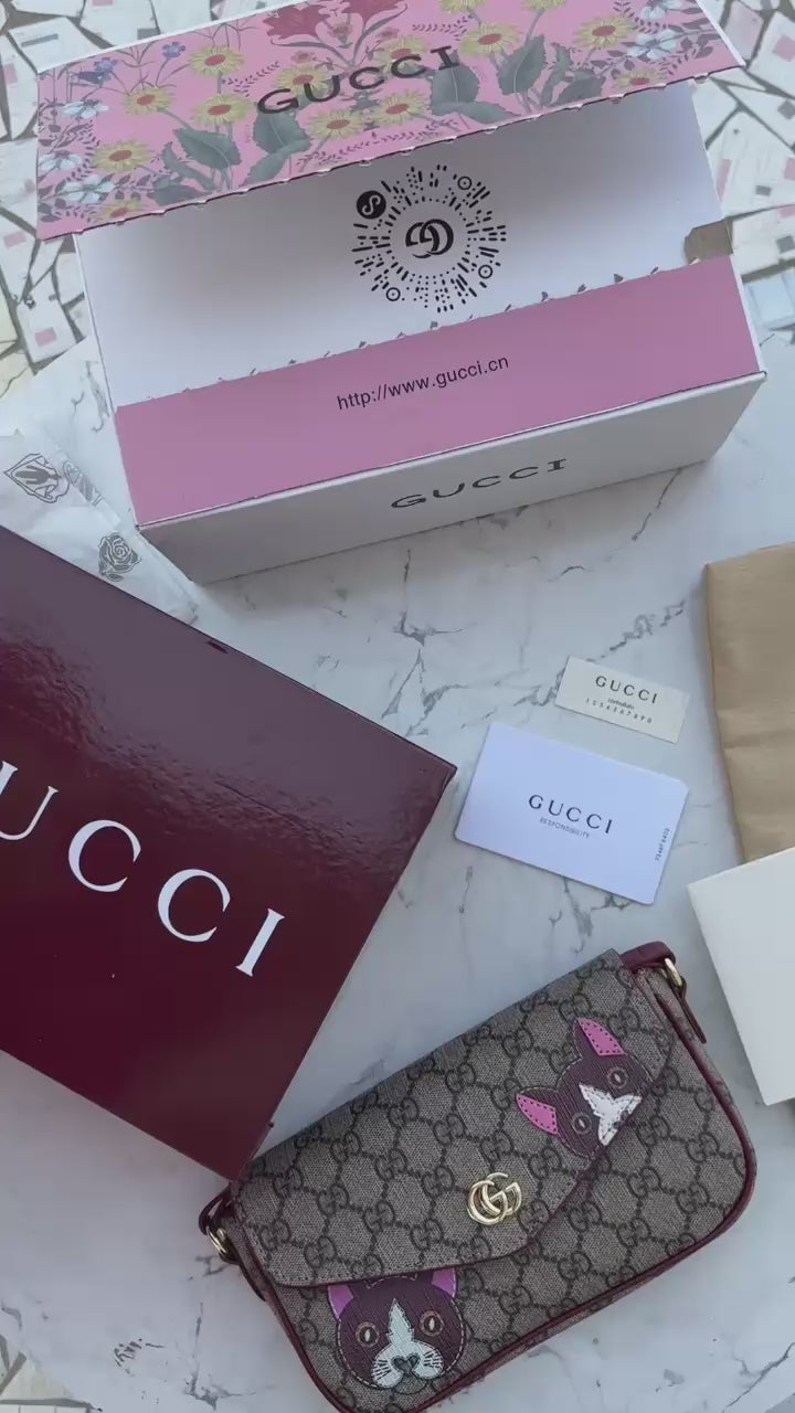 GG mini cat and panda shoulder bag