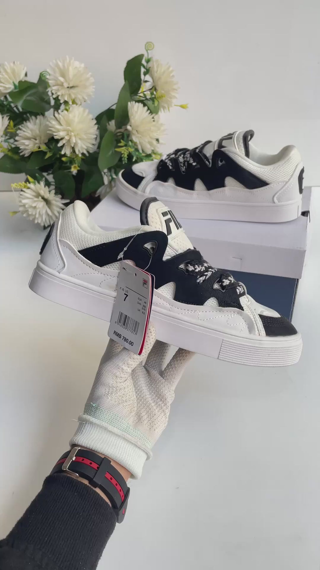 Fila running shoes white black for mens