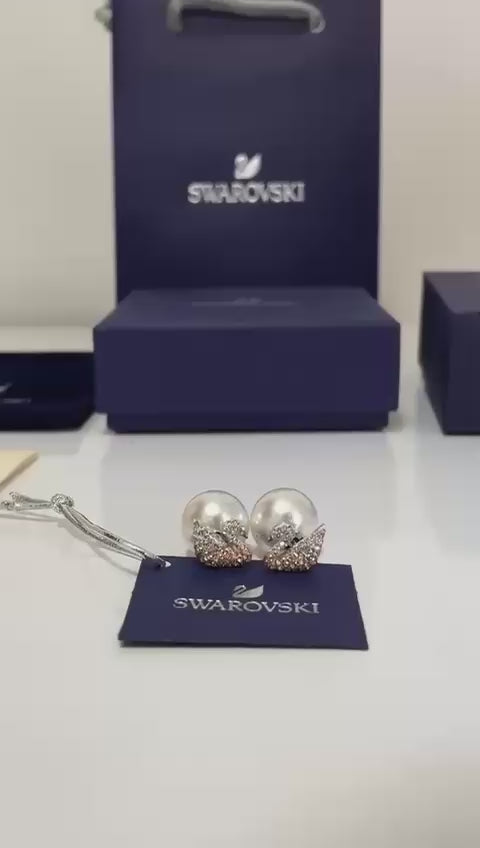 Swarovski signature pearl swan earrings