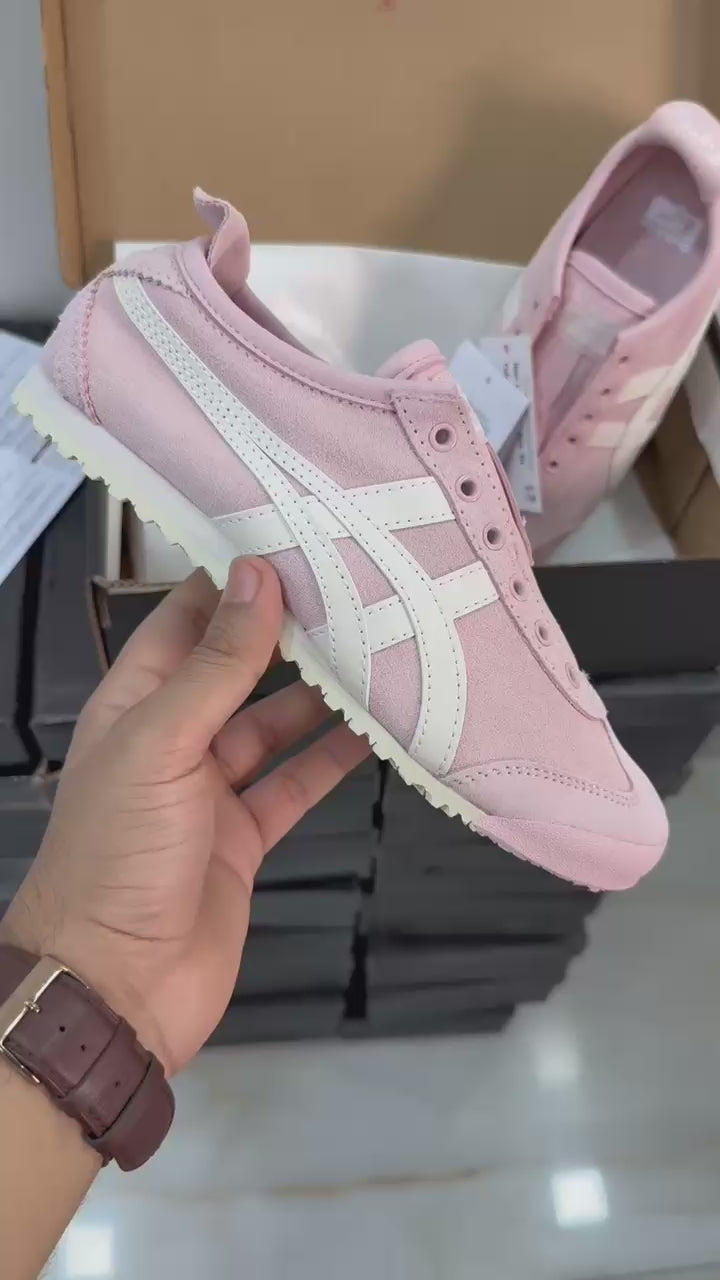 Onitsuka tiger slip on pink suede