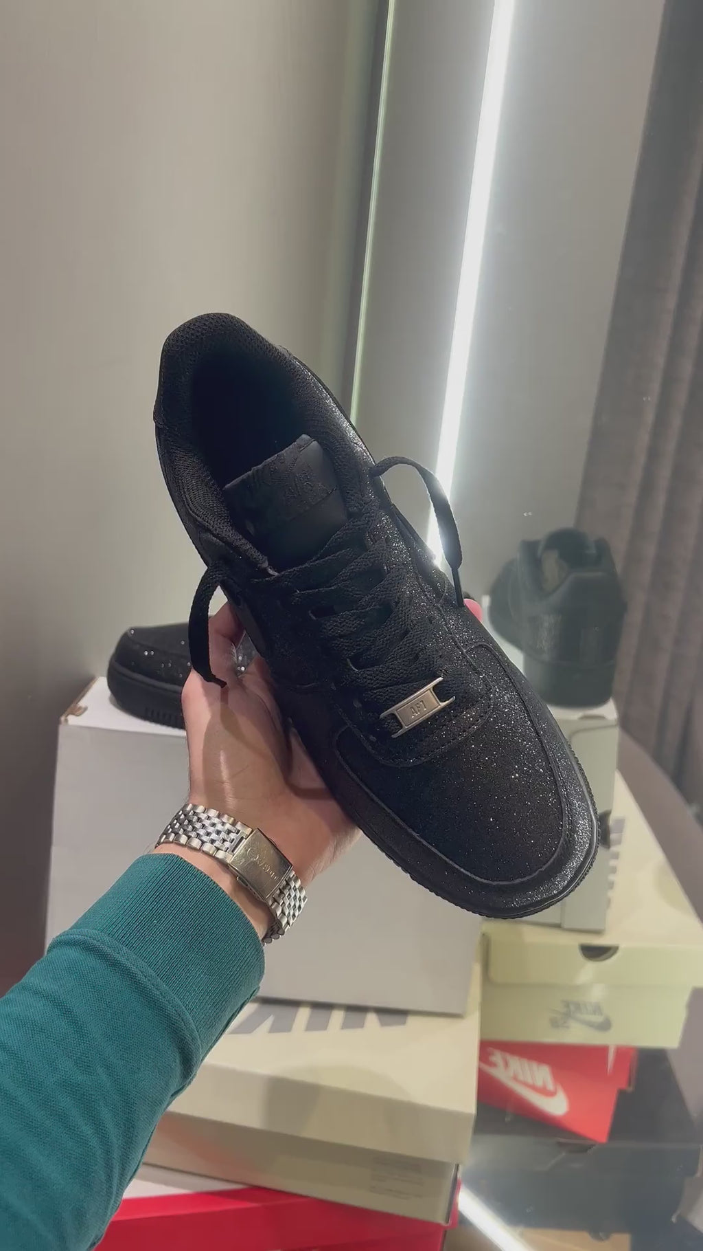 Airforce 1 all black glitter