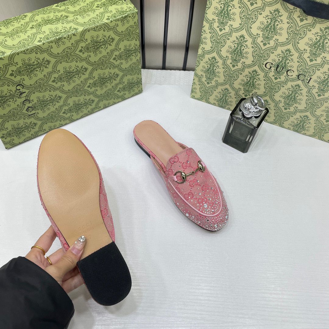 GG pink sparkle loafers