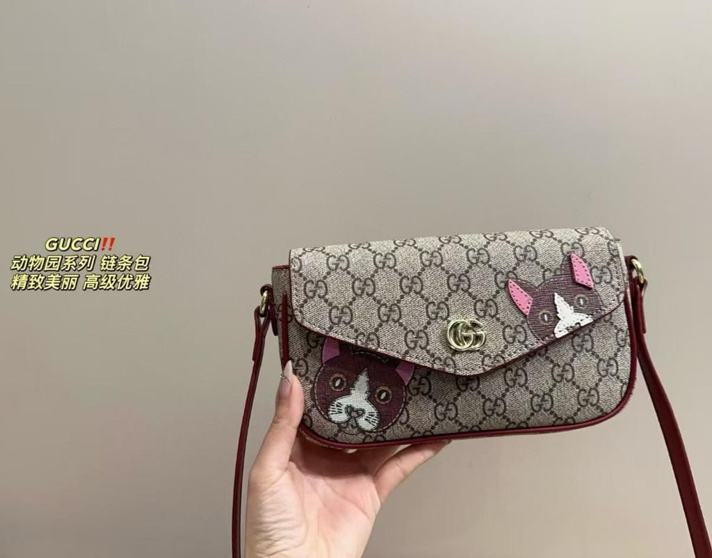 GG mini cat and panda shoulder bag