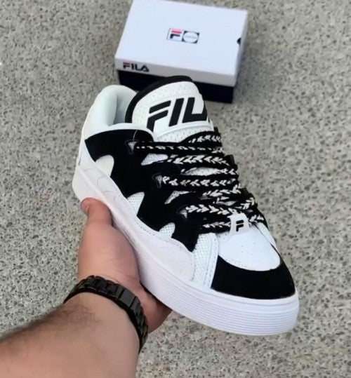 Fila running shoes white black for mens