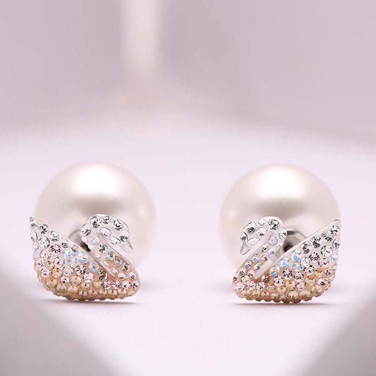 Swarovski signature pearl swan earrings