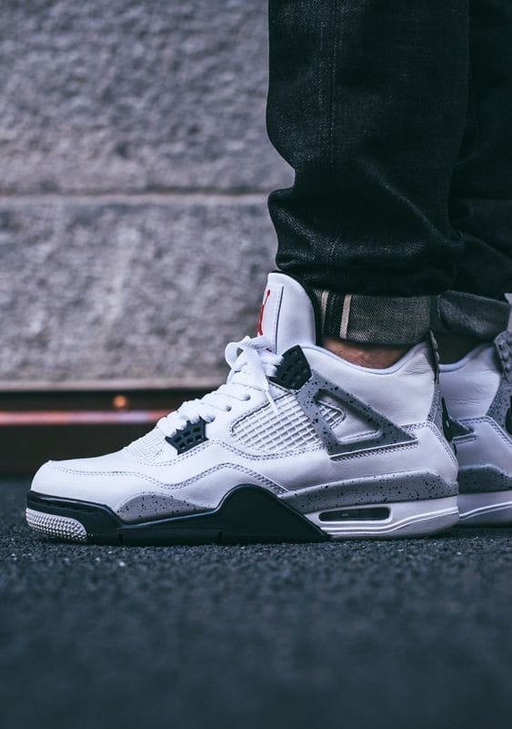 WHITE CEMENT RETRO 4 SNEAKERS