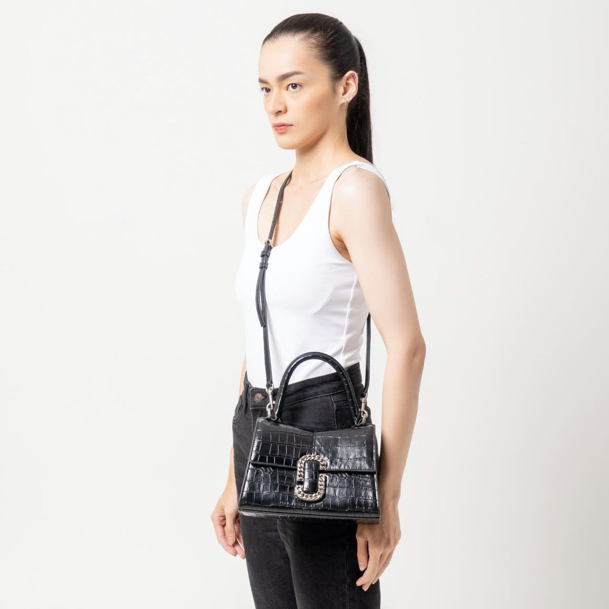 Marc Jacob’s the striped st. Marc mini top handle bag