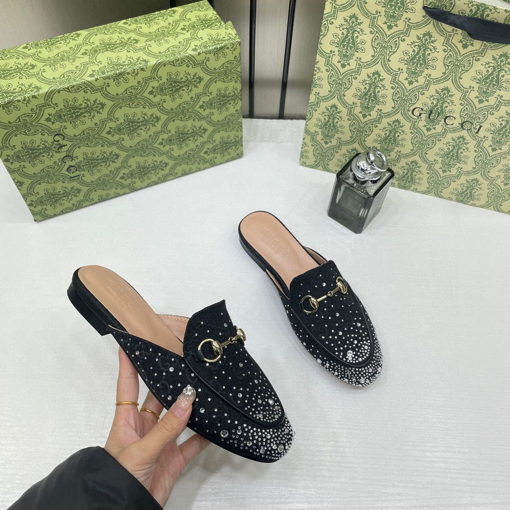 GG black sparkle loafers