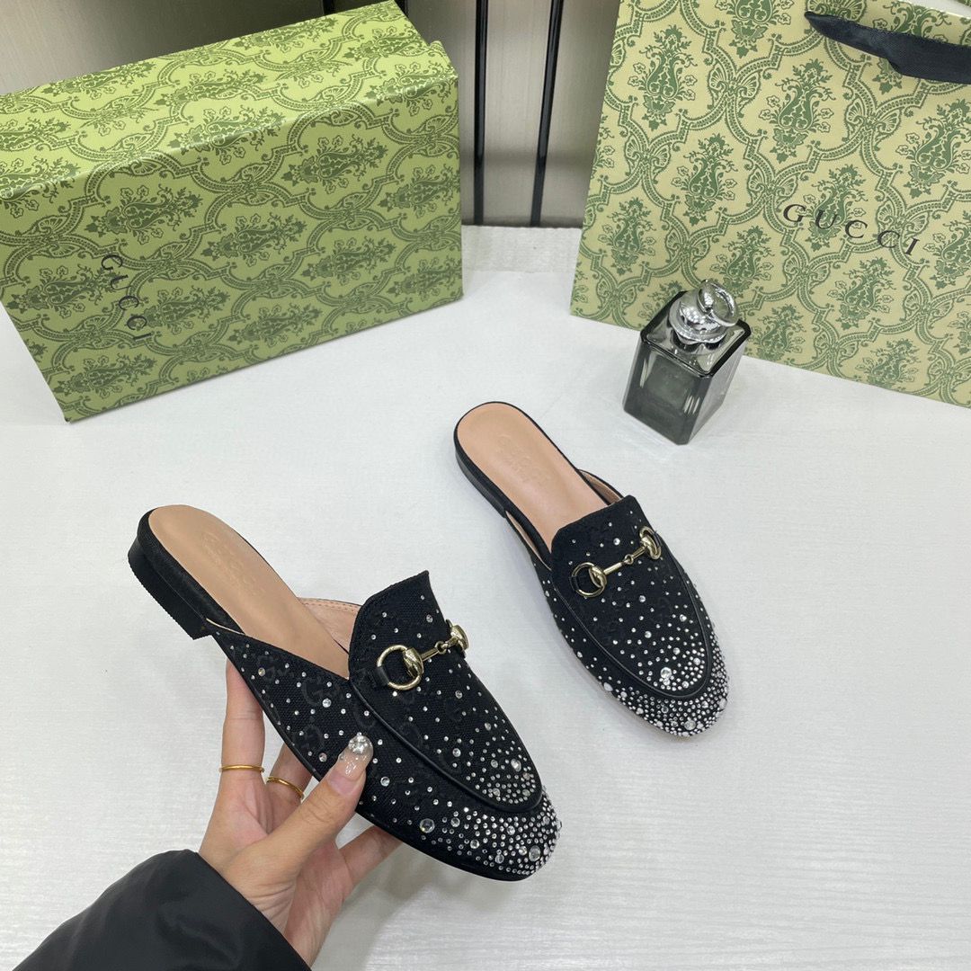 GG black sparkle loafers