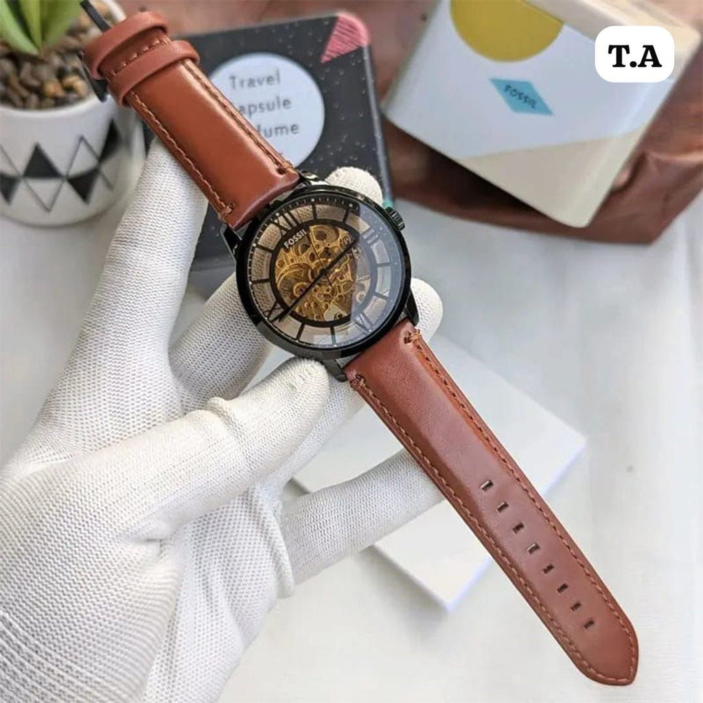 Luxury Self-Wind Leather Men Watch