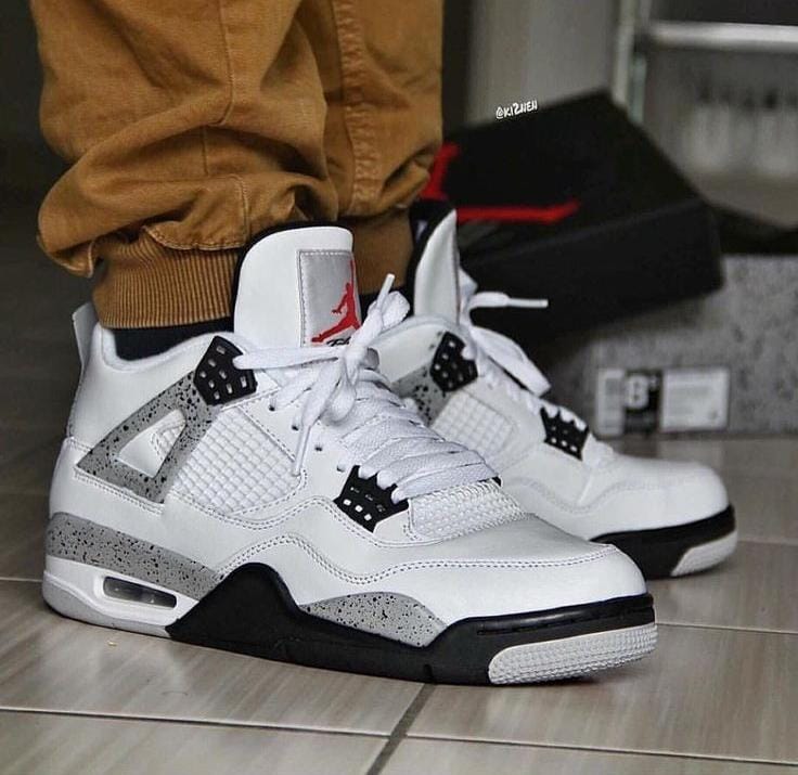 WHITE CEMENT RETRO 4 SNEAKERS