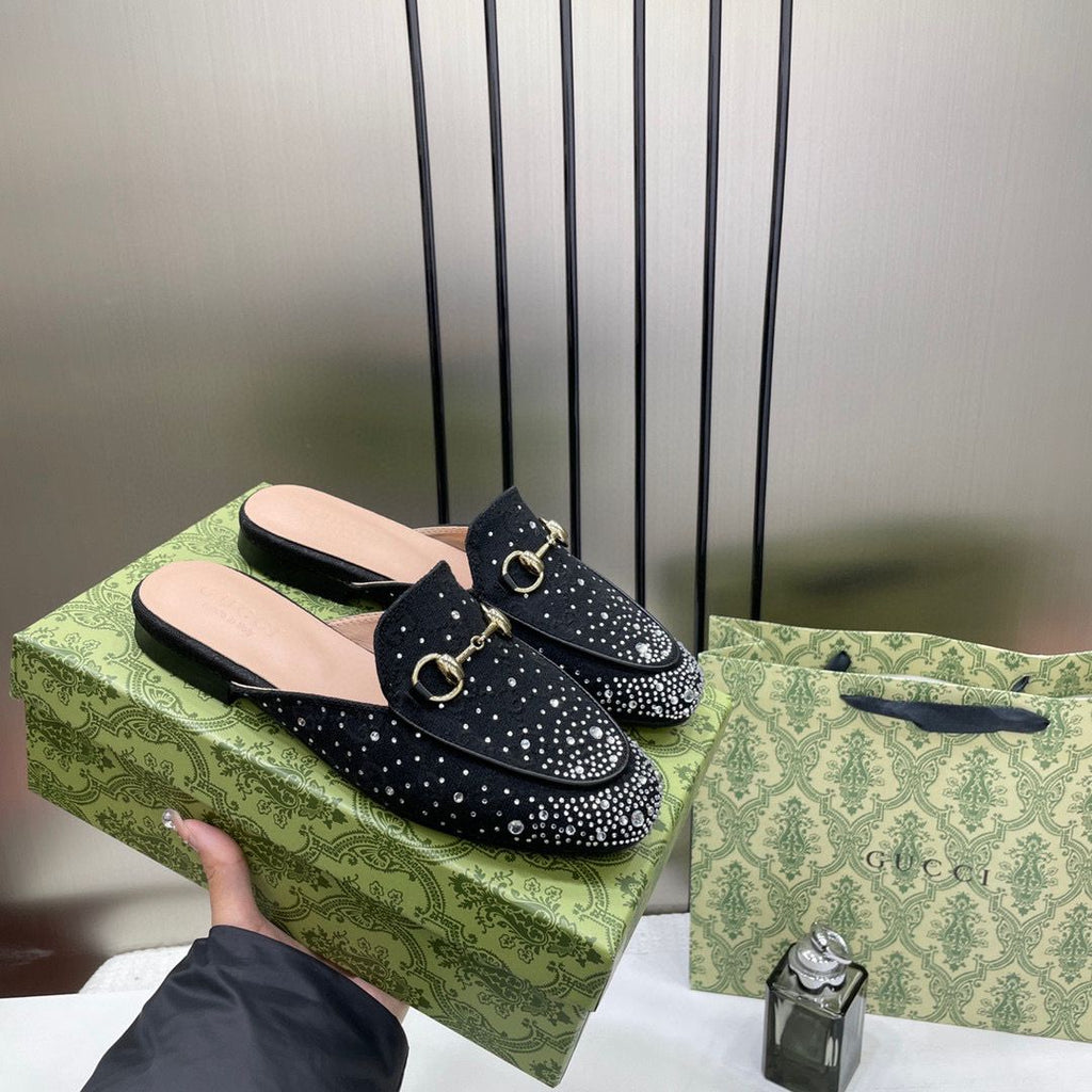 GG black sparkle loafers
