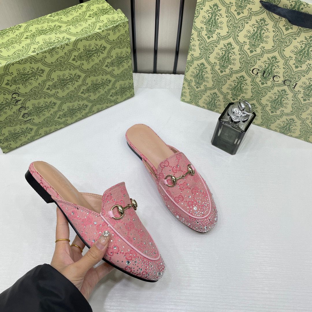 GG pink sparkle loafers