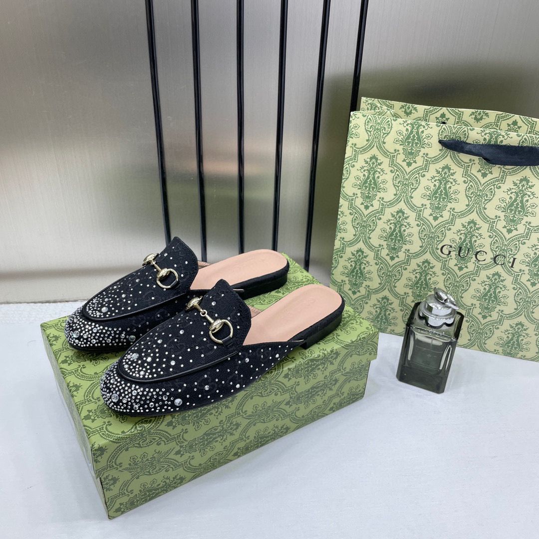 GG black sparkle loafers