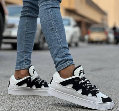 Fila running shoes white black for mens