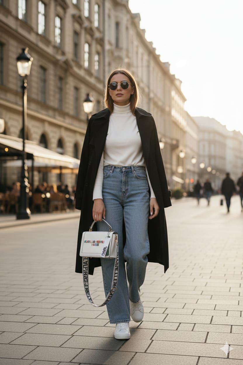 Black Leather Simoné Flat Crossbody Bag