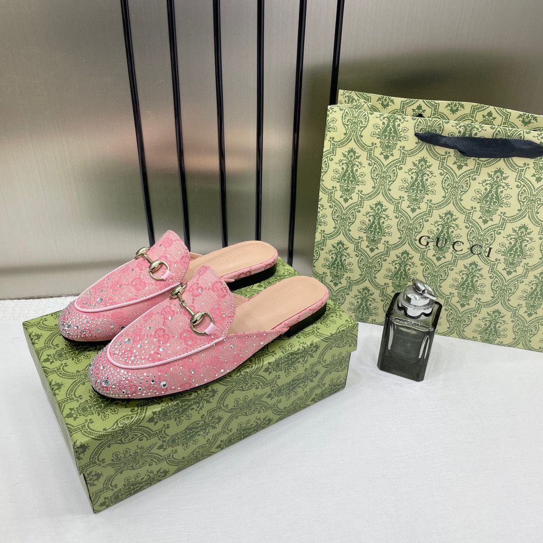 GG pink sparkle loafers