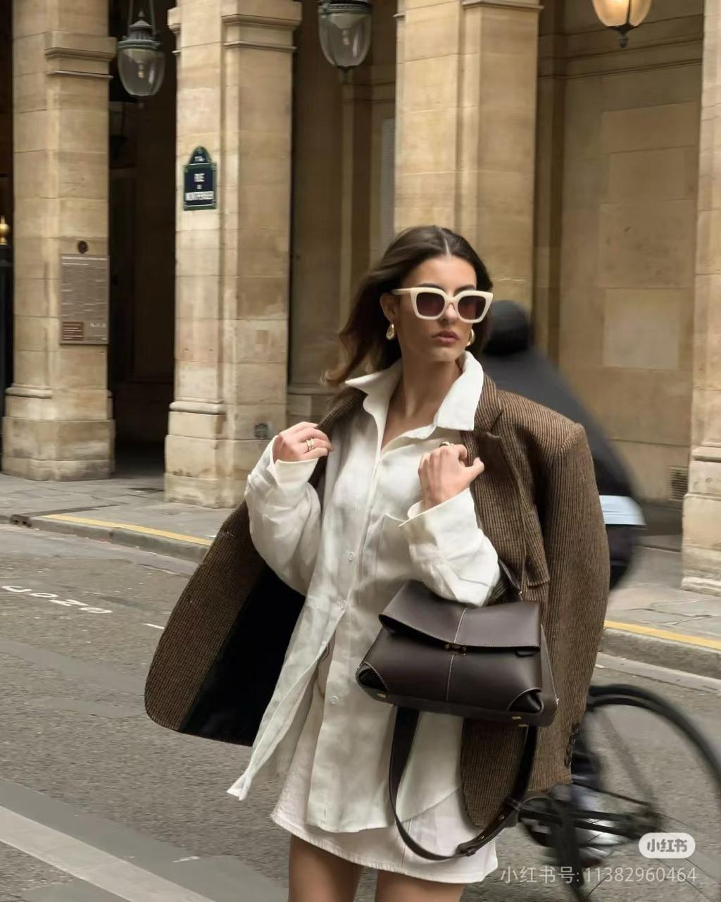 Polene mokki textured to handle shoulder bag