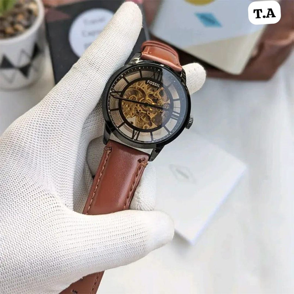 Luxury Self-Wind Leather Men Watch