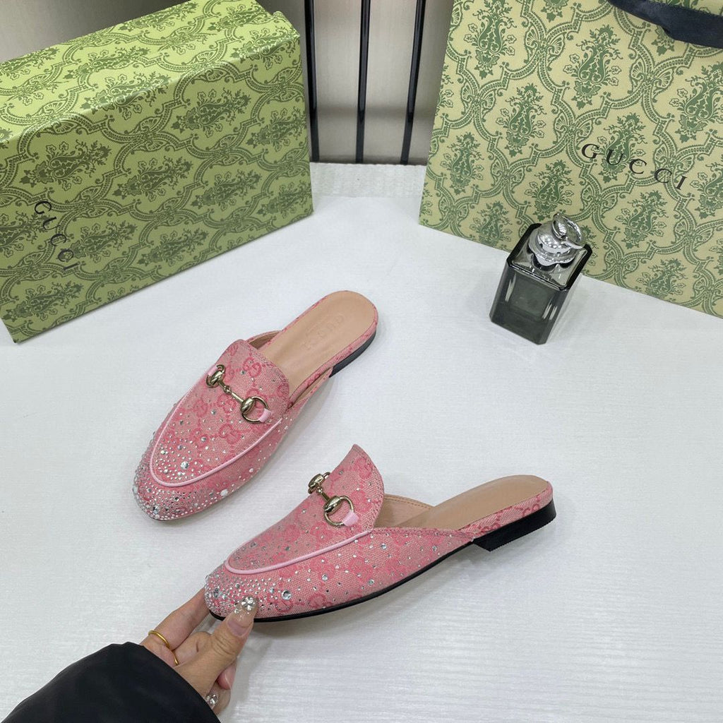 GG pink sparkle loafers