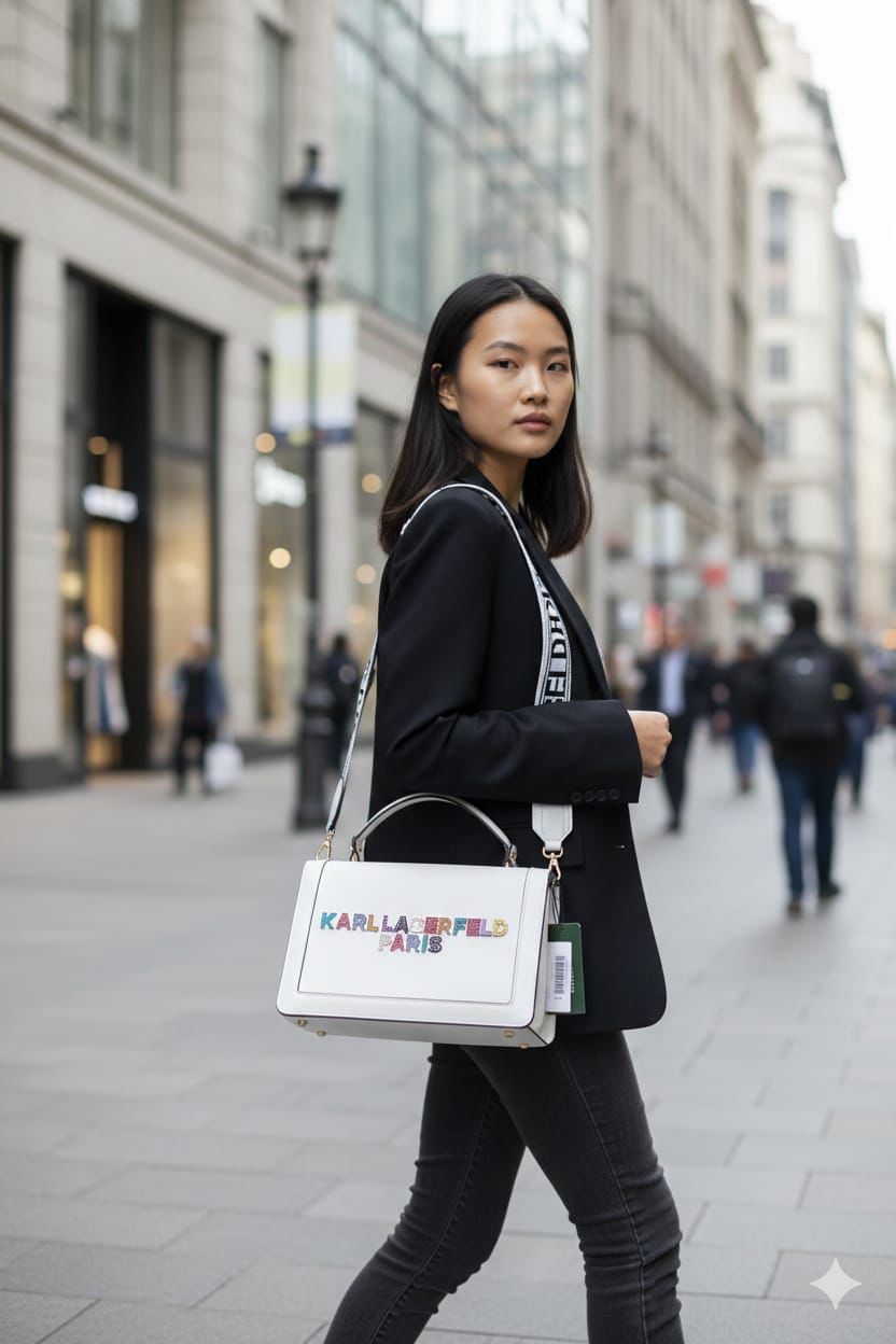 Black Leather Simoné Flat Crossbody Bag