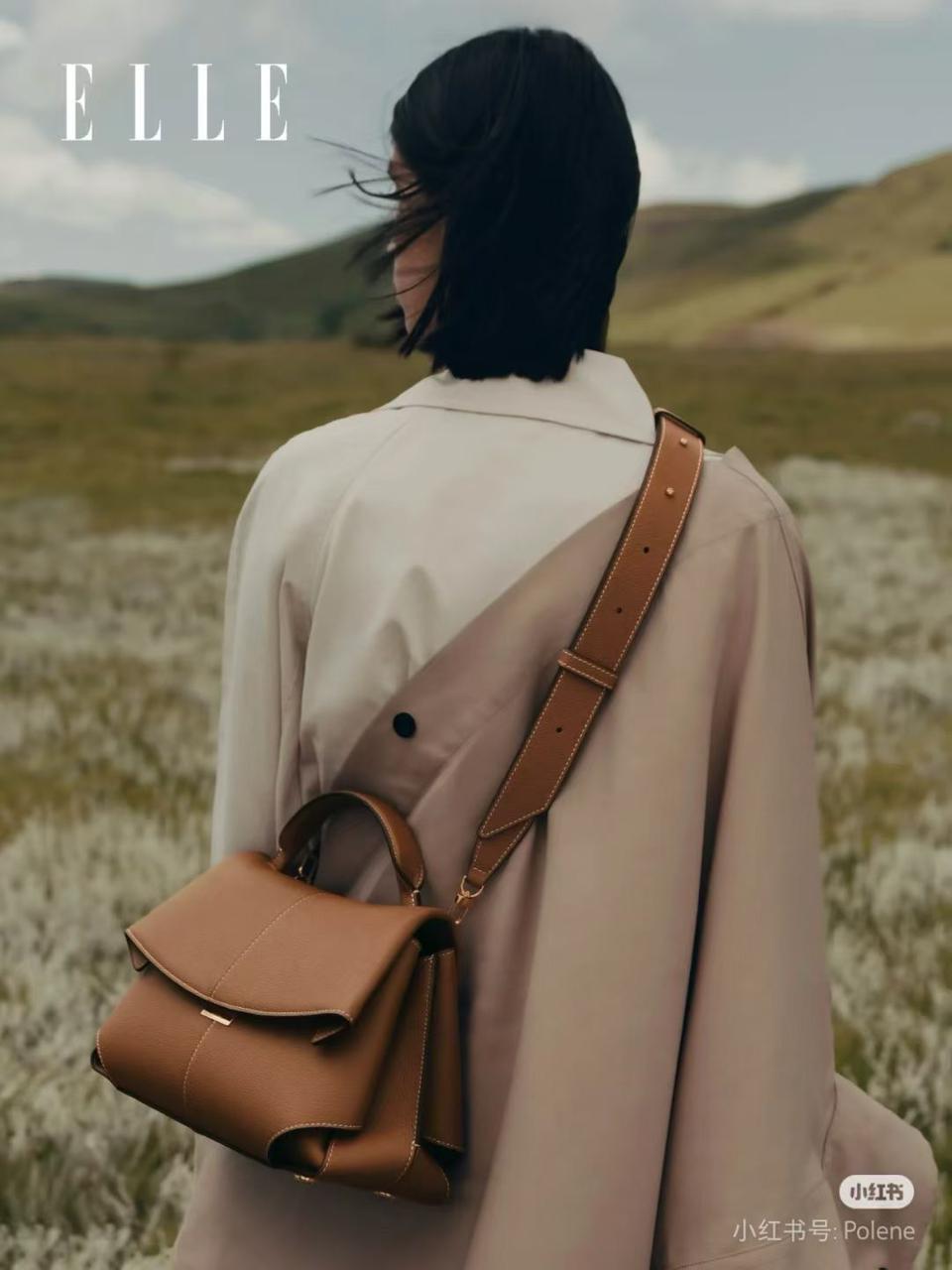 Polene mokki textured to handle shoulder bag