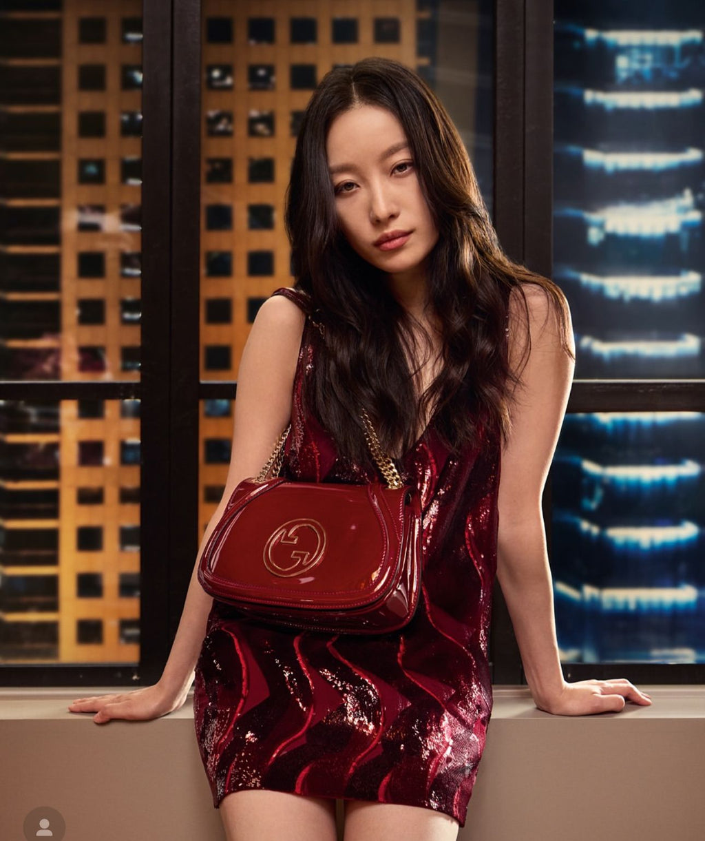 GG blondie patent shoulder bag