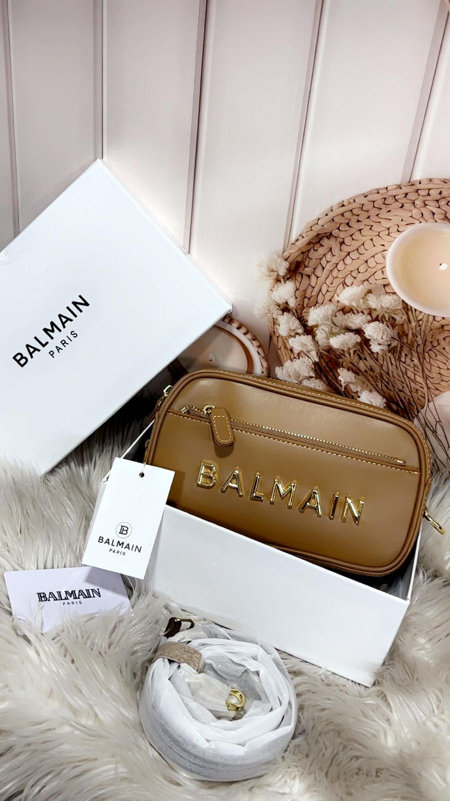 B metal embellished camera crossbody bag