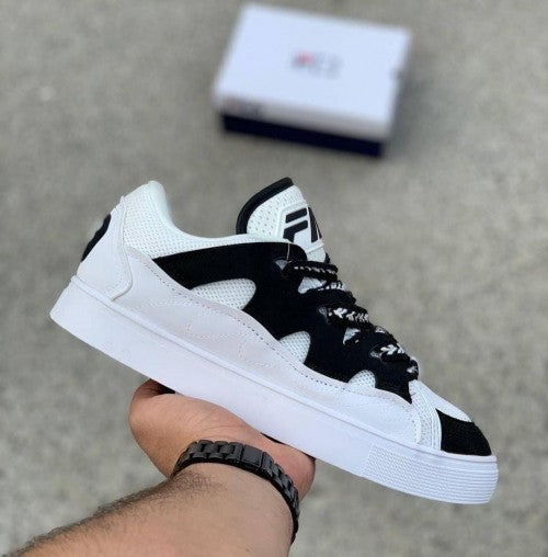 Fila running shoes white black for mens