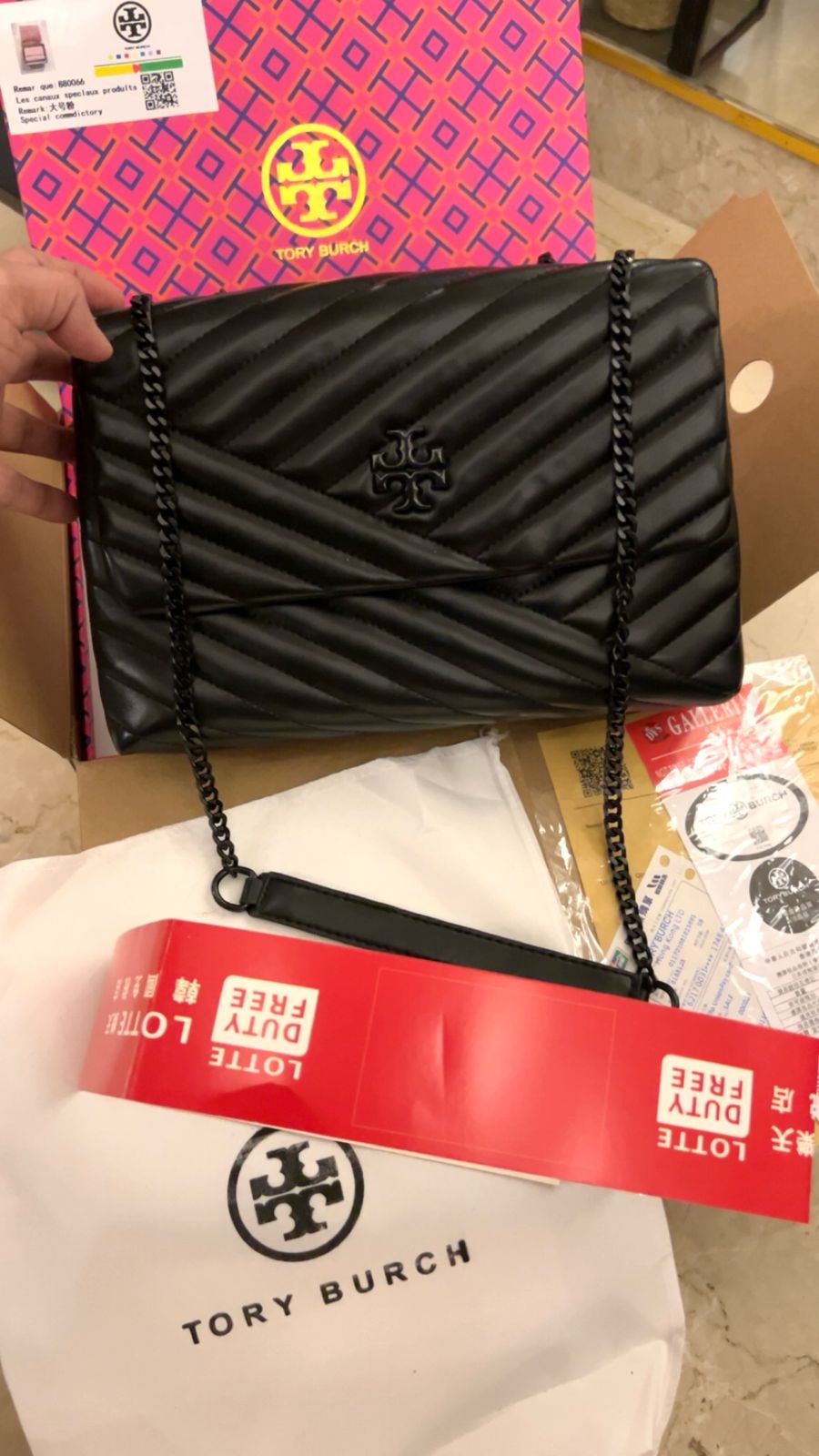 TB KIRA CHEVRON High Quality Leather Shoulder Bag