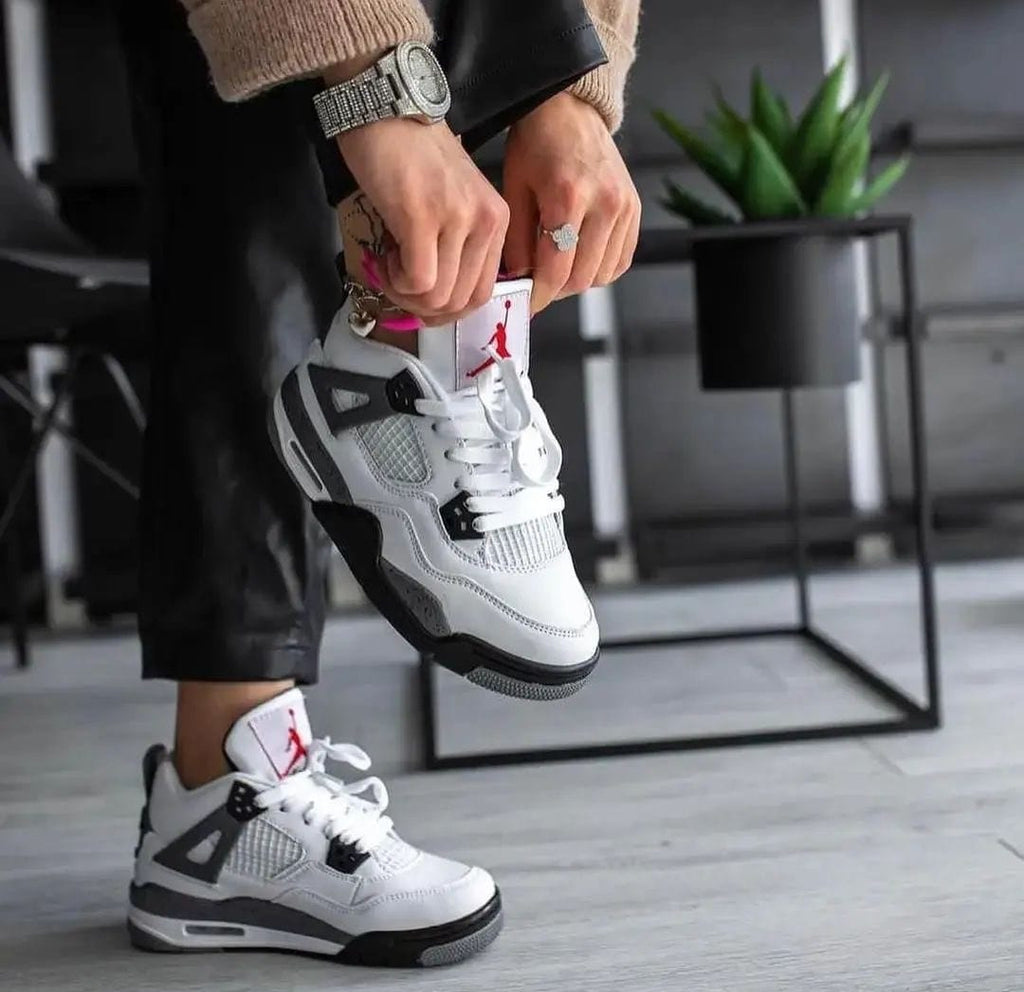 WHITE CEMENT RETRO 4 SNEAKERS