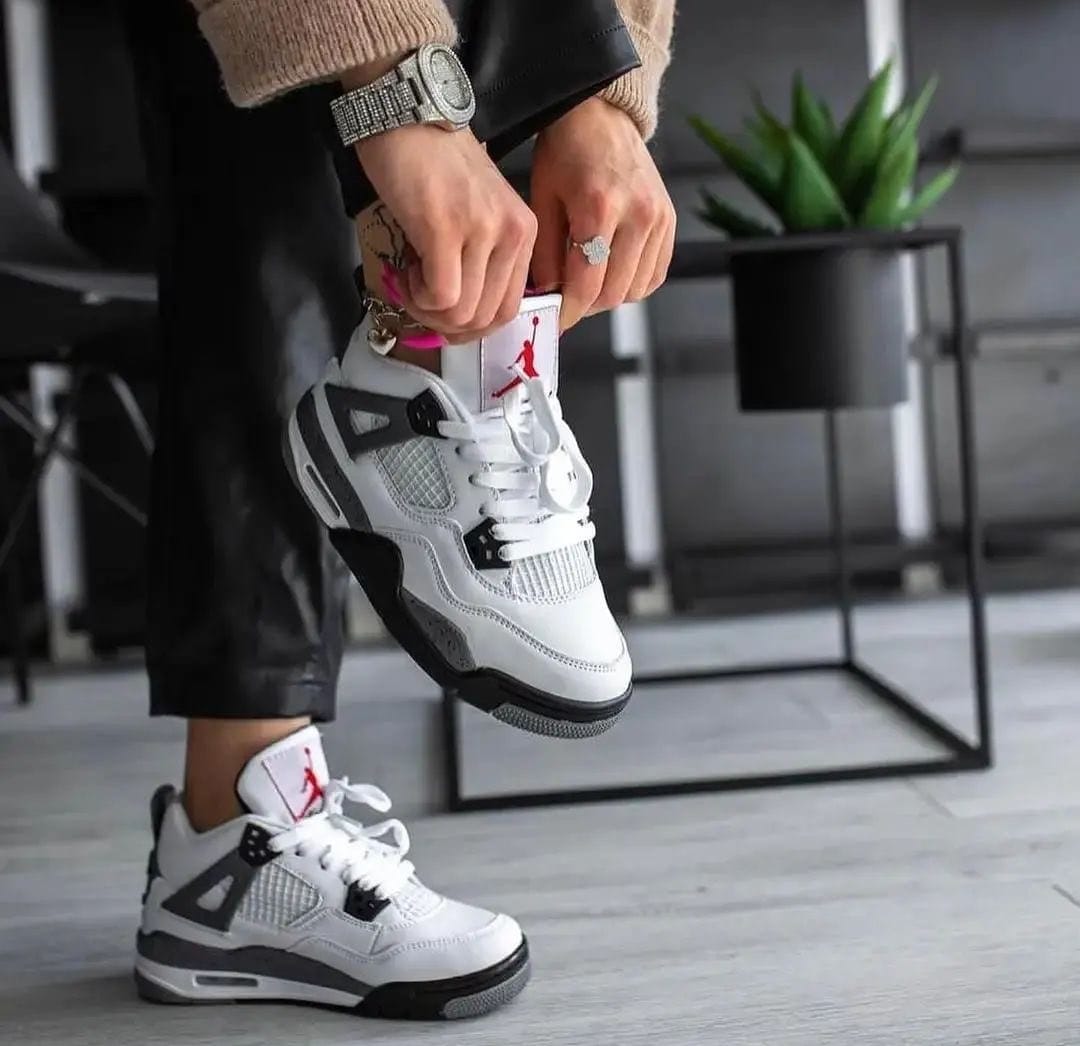 WHITE CEMENT RETRO 4 SNEAKERS