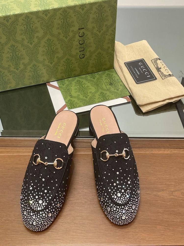 GG black sparkle loafers