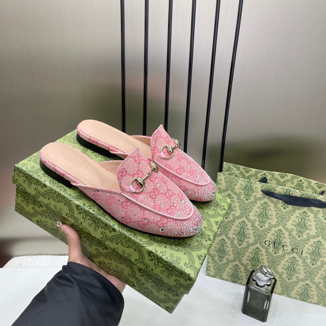 GG pink sparkle loafers