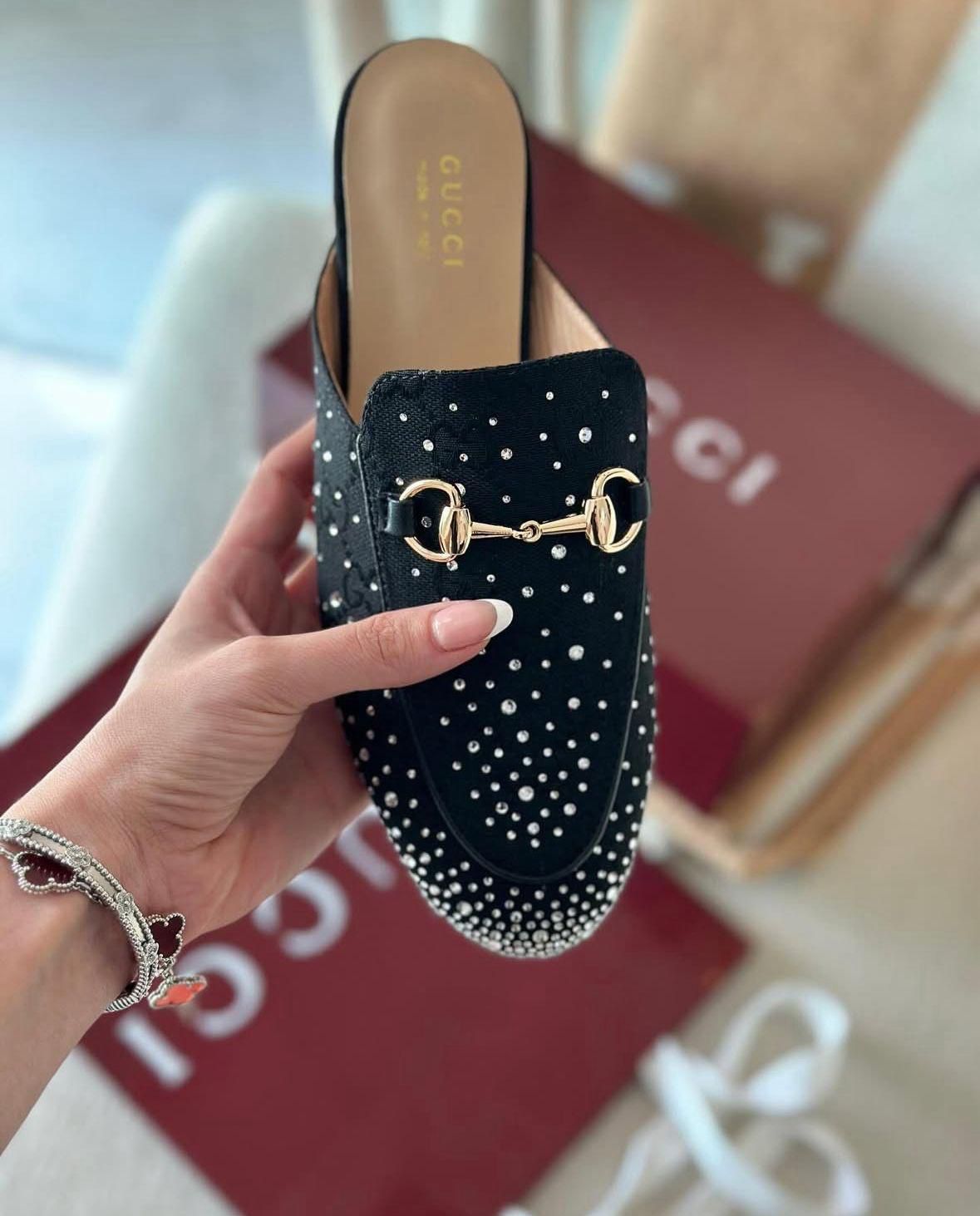 GG black sparkle loafers