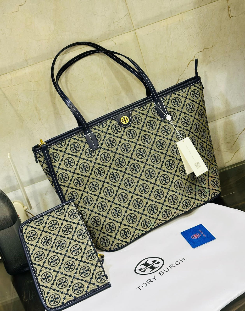 T monogram zip tote